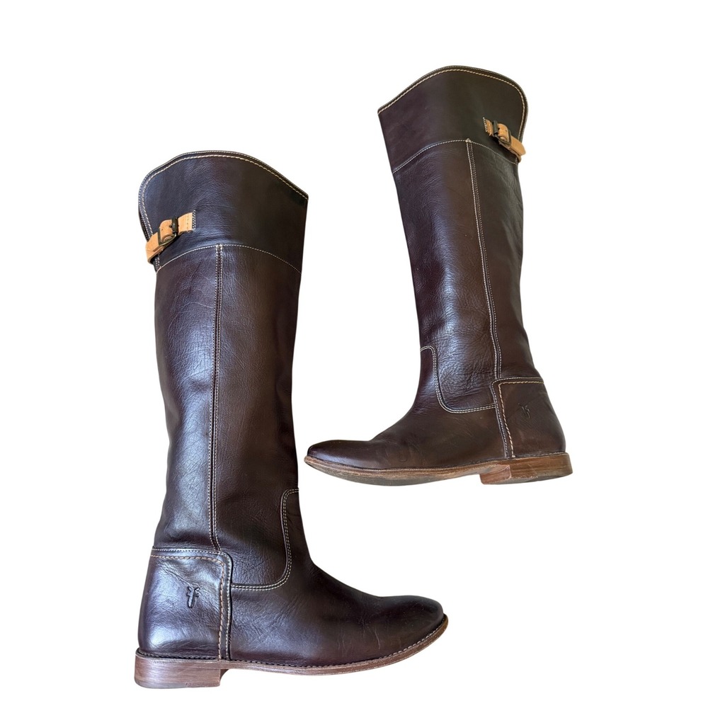 Frye Boots PAIGE CUFF Tall Knee Leather Pull-On‎ Riding Brown 9 B